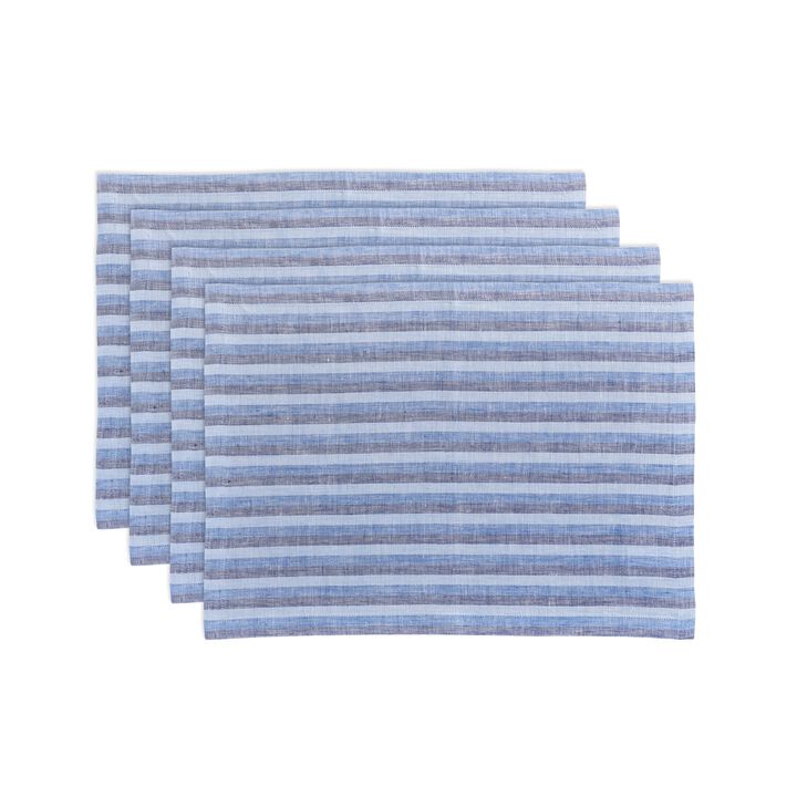 Solino Home 100% Pure Linen 14 x 19 Inch Placemats Set of 4 | Bistro
