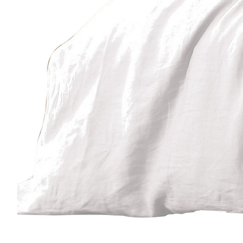 Edge 4 Piece King Size Duvet Comforter Set, Washed Linen, Clean White - Benzara