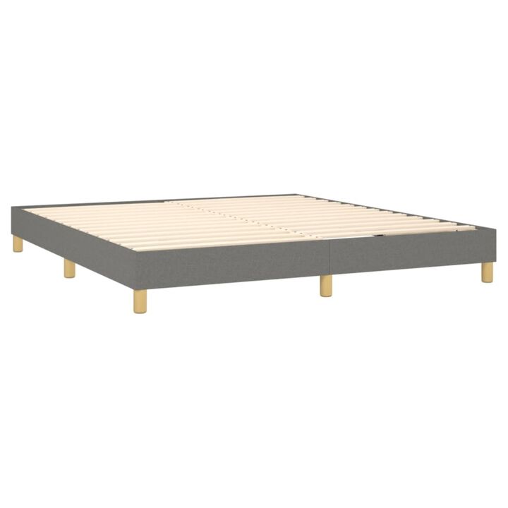 vidaXL Dark Gray King Size Box Spring Bed Frame, 100% Polyester Fabric, with California Prop 65 Warning