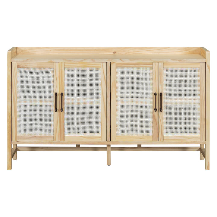 Merax Rustic Sideboard with Decorative Rattan Doors
