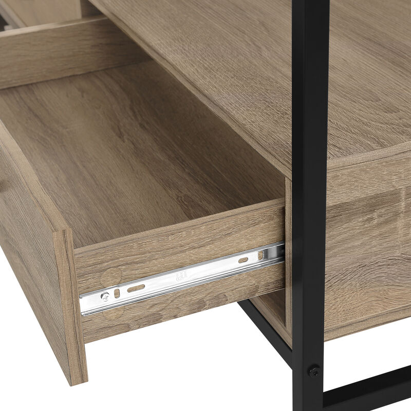 Monarch Specialties I 2872 Tv Stand, 48 Inch, Console, Media Entertainment Center, Storage Drawers, Living Room, Bedroom, Laminate, Metal, Brown, Black, Contemporary, Modern