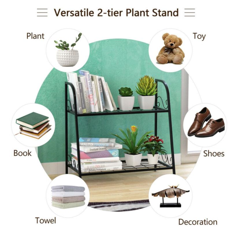 Hivvago 2-tier Patio Metal Plant Stand