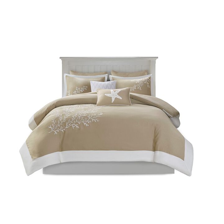 Gracie Mills Douglass 5-Piece Cotton Coastal Coral Jacquard Duvet Set