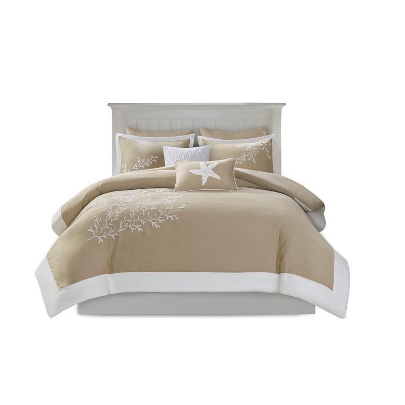 Gracie Mills Douglass 5-Piece Cotton Coastal Coral Jacquard Duvet Set