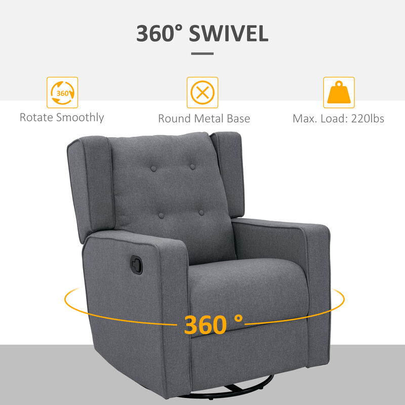 Manual Sofa Recliner Padded Seat Rocking Chair Lounger 360� Swivel w/Footrest