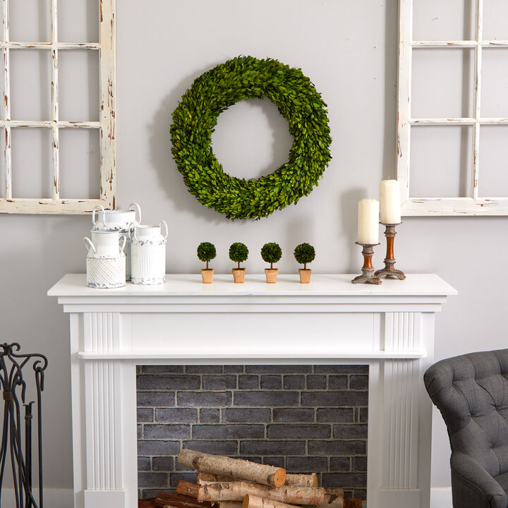 Nearly Natural 24-in Preserved Boxwood Wreath