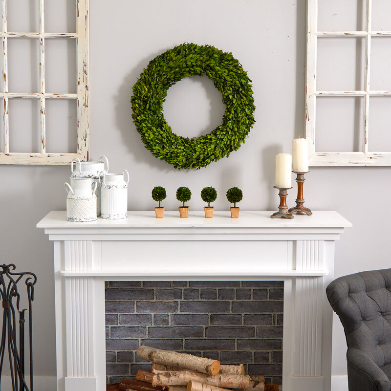 Nearly Natural 24-in Preserved Boxwood Wreath