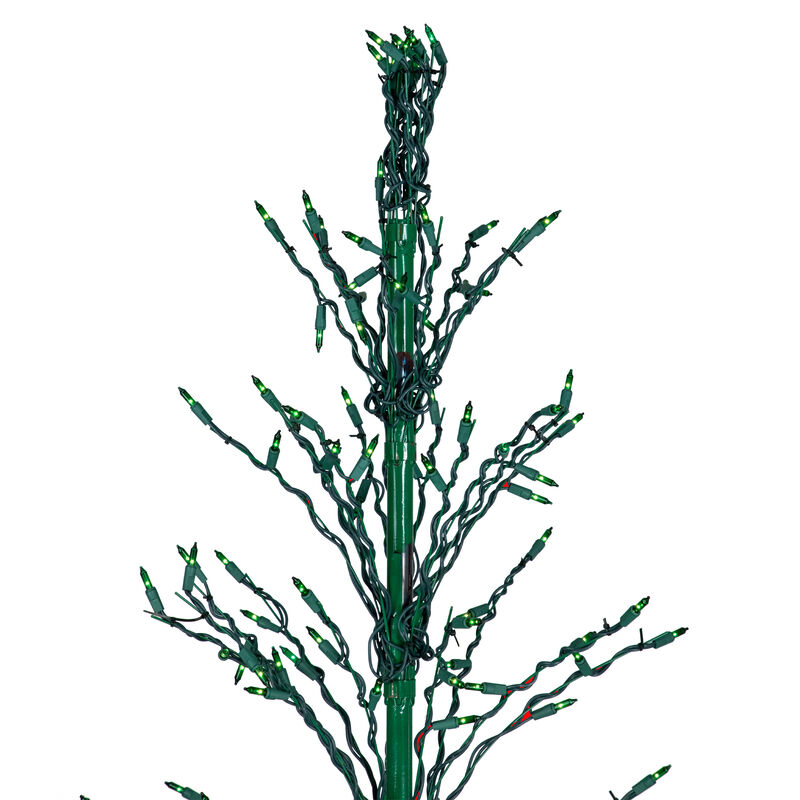 6' Pre-Lit Green Cascade Twig Tree Christmas Outdoor Decor - Green Lights