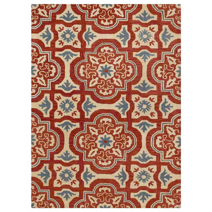 RUGSOTIC CARPETS HAND TUFTED WOOL ECO-FRIENDLY AREA RUGS  - 3'x5', Rectangle Shape, Red & Beige, Floral Modern Design, High Pile Thick Handmade Area Rugs for Living Room, Bed Room (K00230)