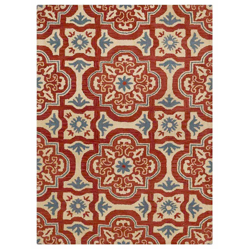 RUGSOTIC CARPETS HAND TUFTED WOOL ECO-FRIENDLY AREA RUGS  - 3'x5', Rectangle Shape, Red & Beige, Floral Modern Design, High Pile Thick Handmade Area Rugs for Living Room, Bed Room (K00230)