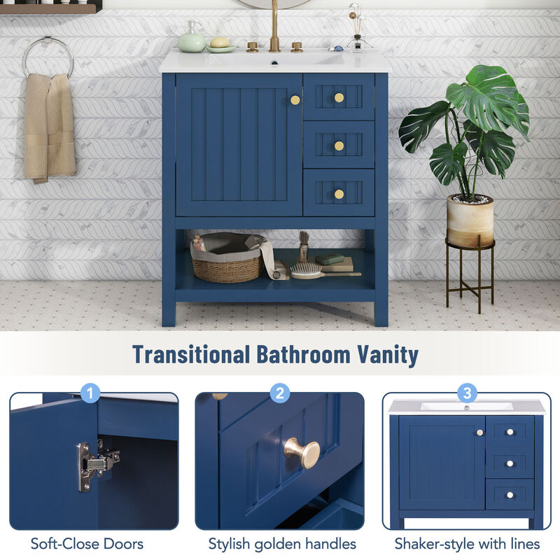 Merax Bathroom Vanity Cabinet Combo with Ceramic Sink