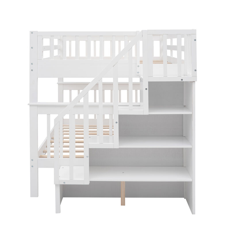 Modern Storage Bunk Bed with Open Shelves
