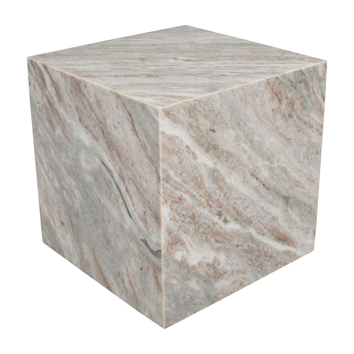Felix Contemporary Natural Marble Handmade Cube End Table