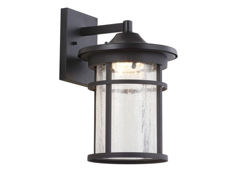 Porto Outdoor Wall Lantern Crackled Glass/Metal Integrated LED Wall Sconce