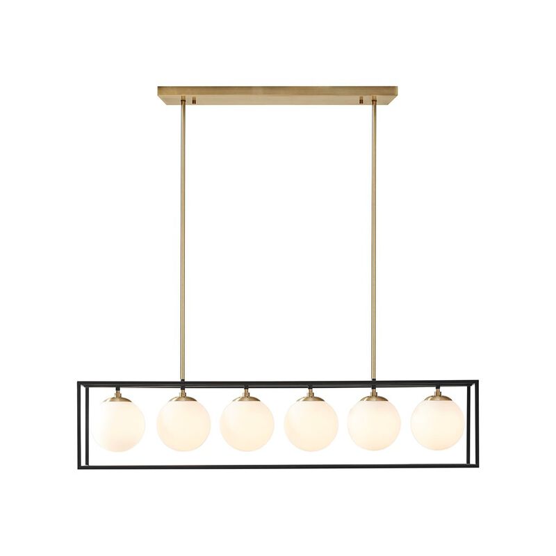 Gracie Mills Anastasia Industrial 6-Light Chandelier with Frosted Glass Globes