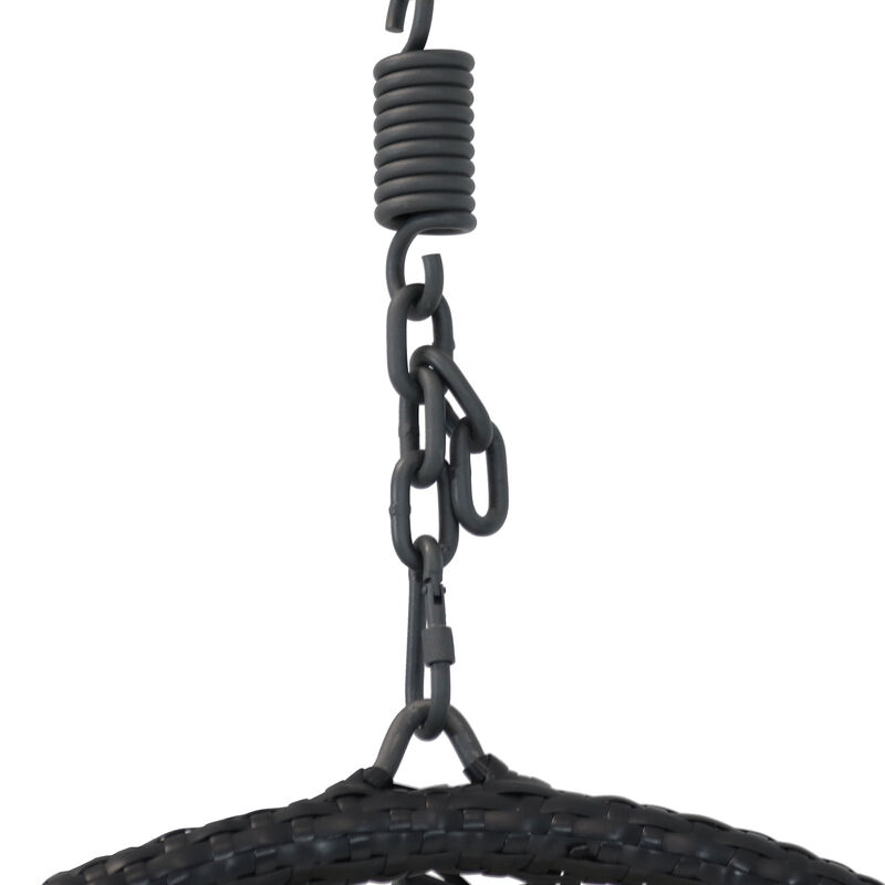 Sunnydaze Black Resin Wicker Basket Hanging Egg Chair with Cushions