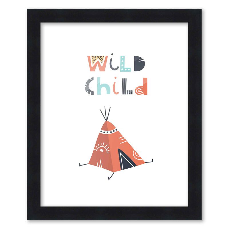 8x10 Framed Nursery Wall Little Explorer Wild Child Poster in Black Wood Frame For Kid Bedroom or Playroom