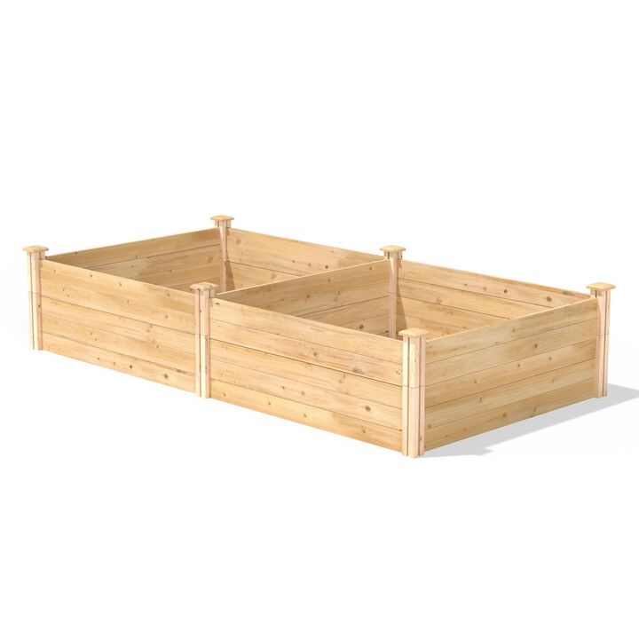 QuikFurn 17-inch High Cedar Wood Raised Garden Bed 4 ft x 8 ft