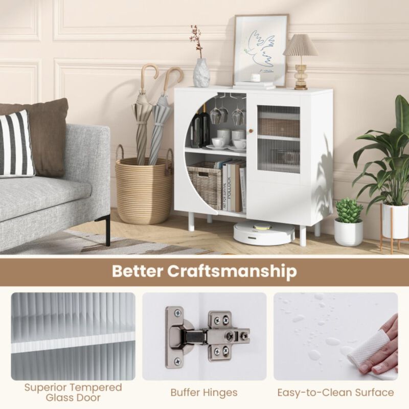 Hivvago Kitchen Sideboard with Glasses Holder for Living Room Dining Room
