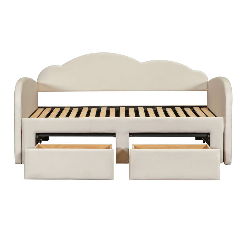 Merax Velvet Upholstered Daybed  with Trundle