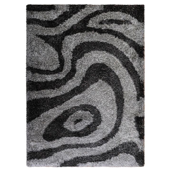 RUGSOTIC CARPETS HAND TUFTED SHAG POLYESTER ECO-FRIENDLY AREA RUGS  - 4'x6', Rectangle, Gray White, Contemporary Modern Design, High Pile Thick Handmade Anti Skid Rugs for Living Room K00079