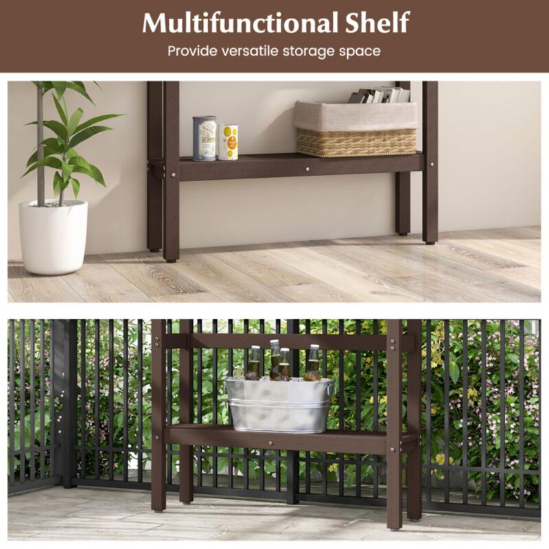 Hivvago 48" Patio Pub Height Table with Storage Shelf and Adjustable Foot Pads