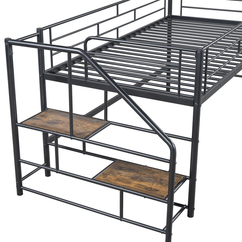 Merax Mid Loft Bed with Storage Stairs