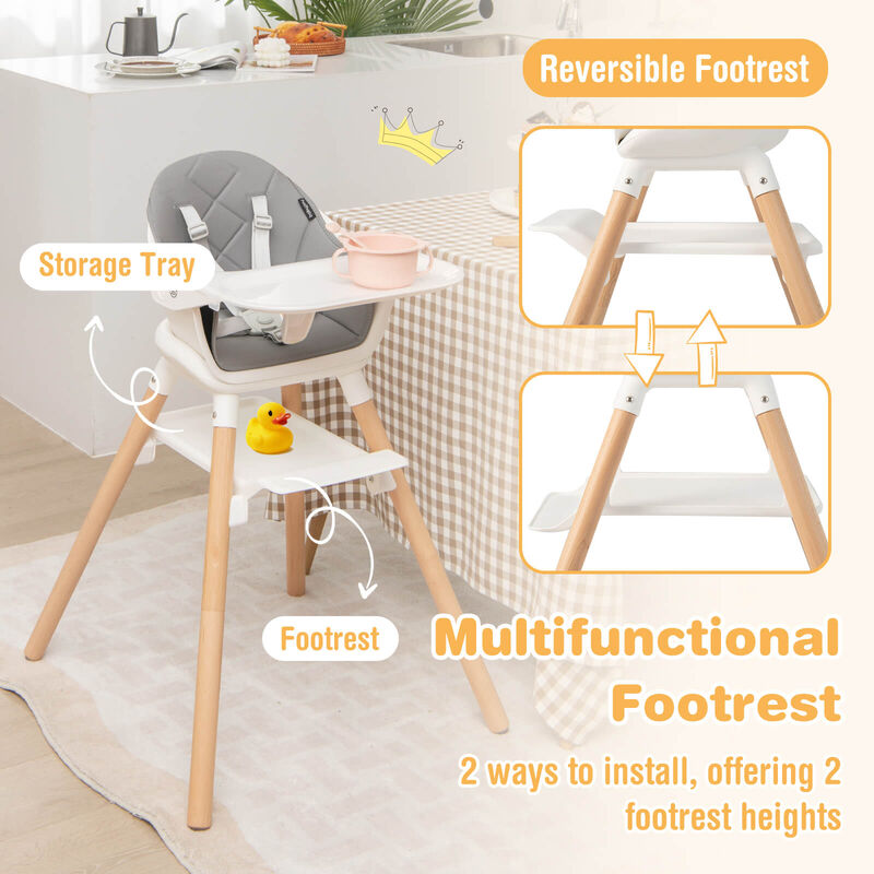 6-in-1 Baby High Chair with Removable Dishwasher and Safe Tray