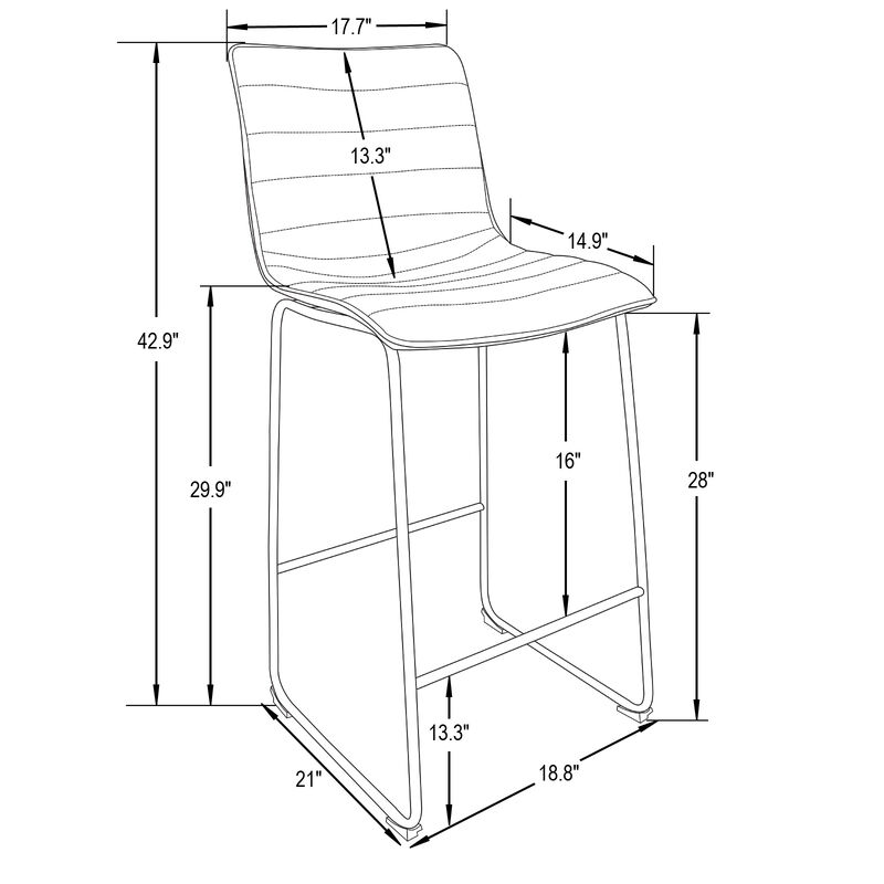 LeisureMod Brooklyn Modern Leather Bar Stool with Footrest