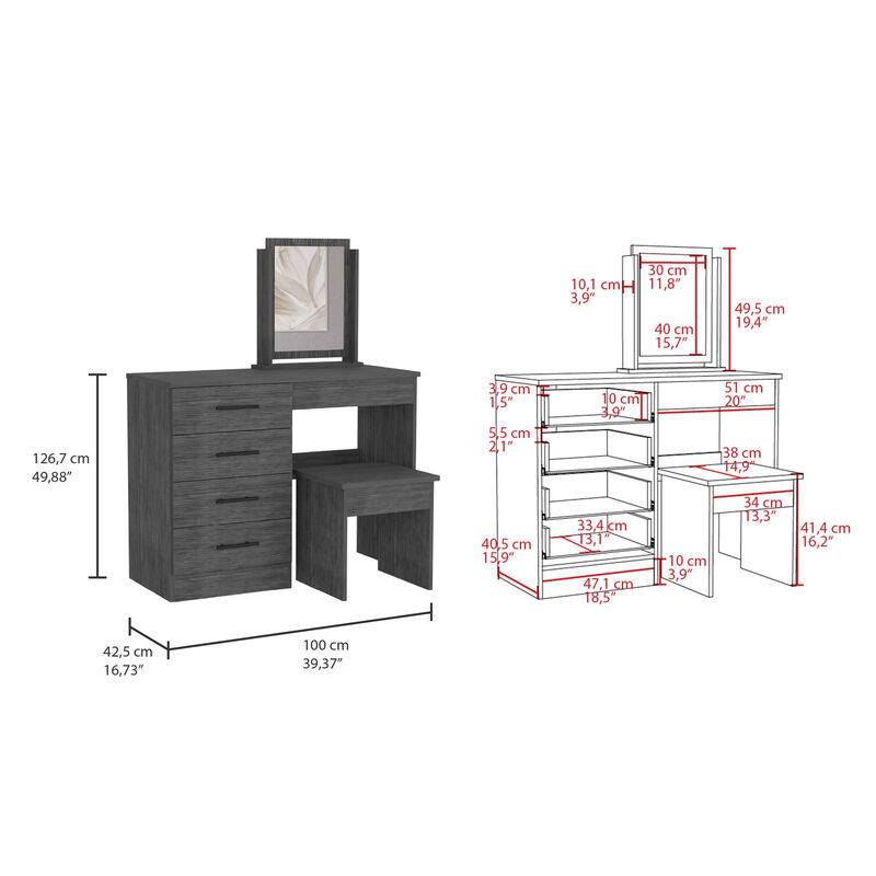 Makeup Dressing Table Roxx, Bedroom, Smoky Oak