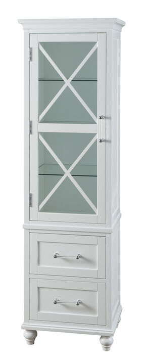 Teamson Home Blue Ridge Wooden Linen Tower Cabinet with Adjustable Shelves, White