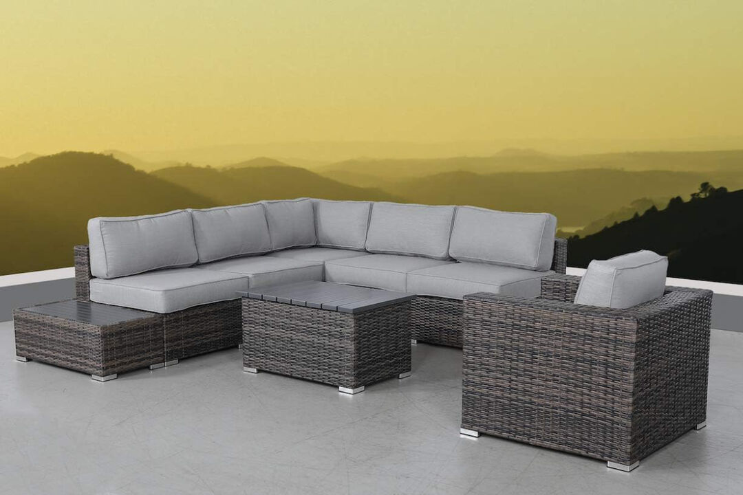 Living Source International 9-Piece Sectional Set plus Cushions in Espresso