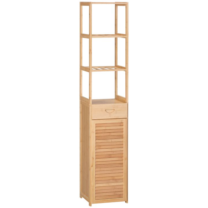 Bathroom Organizer: Storage Cabinet with Drawer & Slatted Shelves