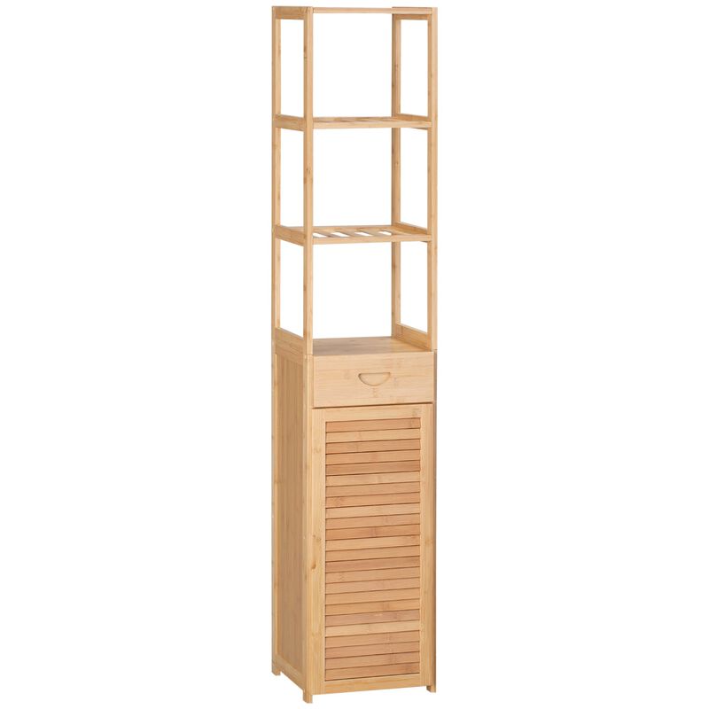 Bathroom Organizer: Storage Cabinet with Drawer & Slatted Shelves