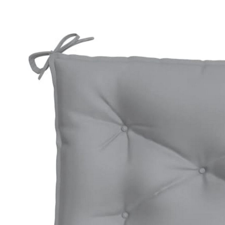 Claire Outdoor Cushion for Bench, Button Tufted Gray Fabric, 59 Inch - Benzara