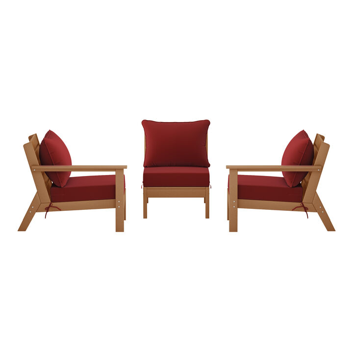 WestinTrends Outdoor Patio HDPE Sectional Sofa with Patio Cushions