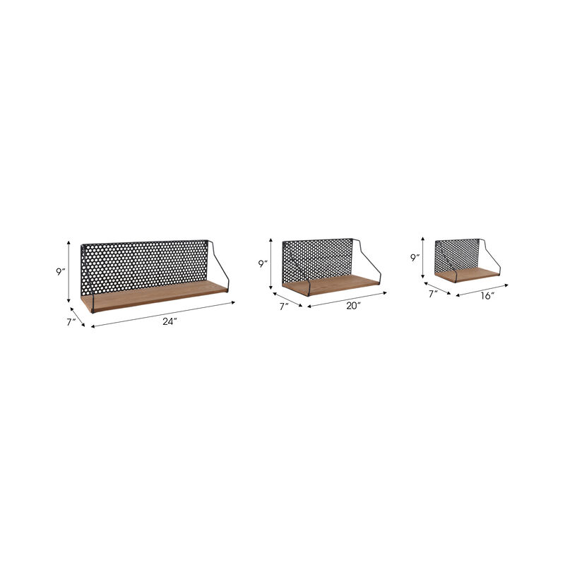 Metal/Wood Shelves (Set of 3)