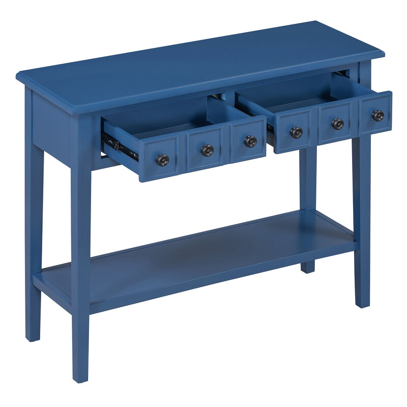 Merax Rustic Console Table with Drawers and Open Shelf