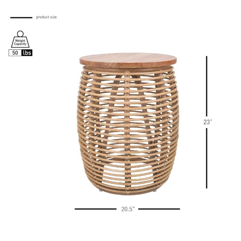 New Pacific Direct Iris Round Rattan End Table