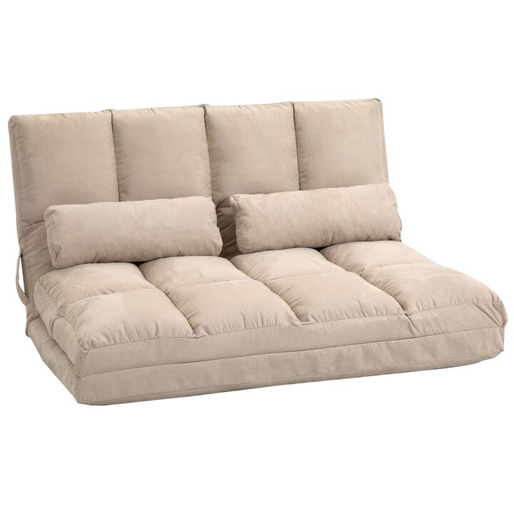 Beige Convertible Seating: Folding Sofa Bed with Metal Frame
