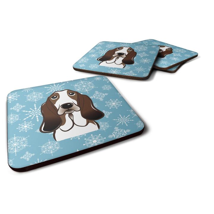 Caroline's Treasures BB1677FC Snowflake Basset Hound Foam Coasters (Set of 4), 3.5, Multicolor