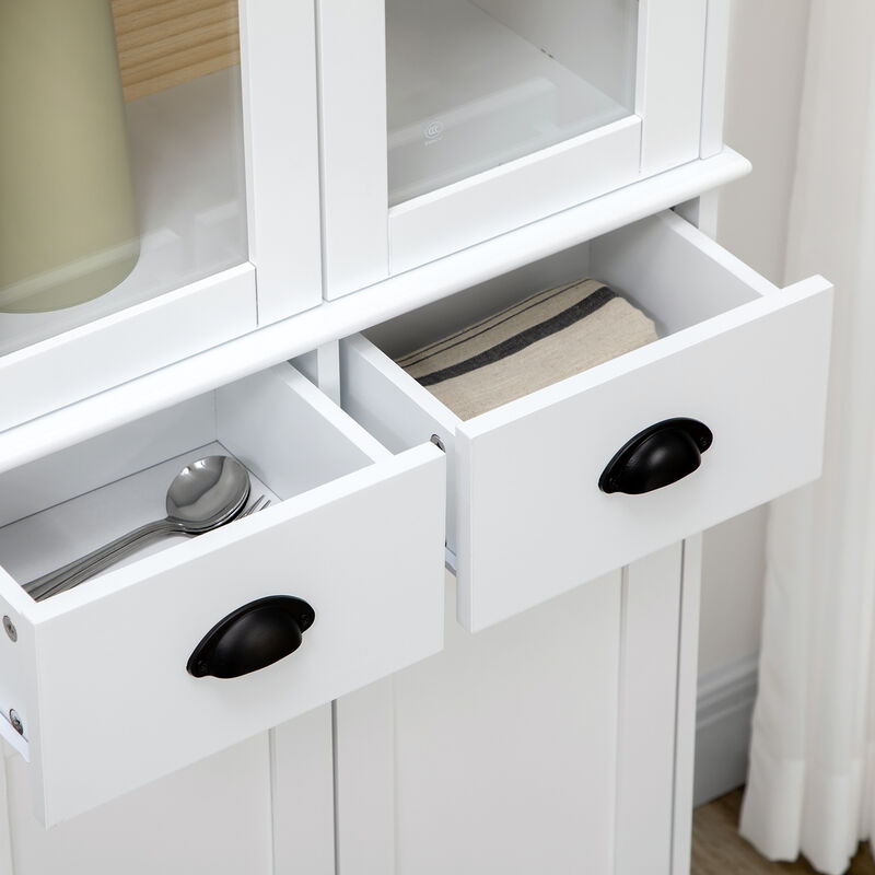 Kitchen Pantry, 4-tier Storage Cabinet with Soft Close Doors, Adjustable Shelves
