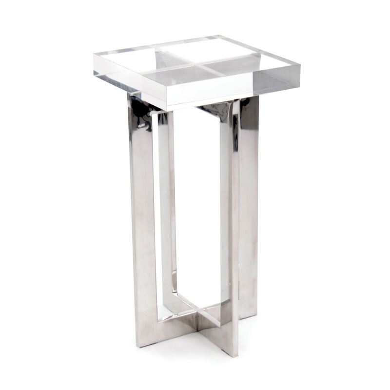 Polished Nickle & Crystal Martini Table