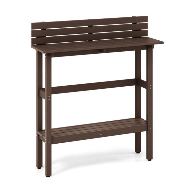 Hivvago 48" Patio Pub Height Table with Storage Shelf and Adjustable Foot Pads