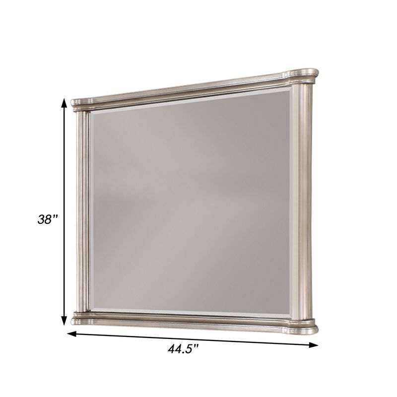 Ada 38 x 45 Rectangular Dresser Mirror, Molded Trim, Pine Wood, Brown-Benzara