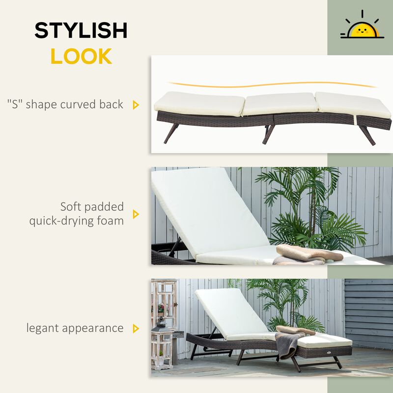 White Outdoor Lounger: Wicker Chair with Adjustable Backrest & Cushion