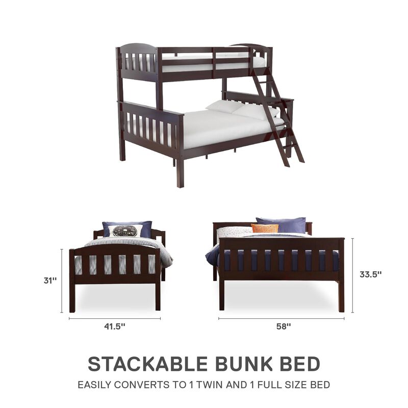 Atwater Living Alara Twin-Over-Full Convertible Bunk Bed with Ladder, Espresso