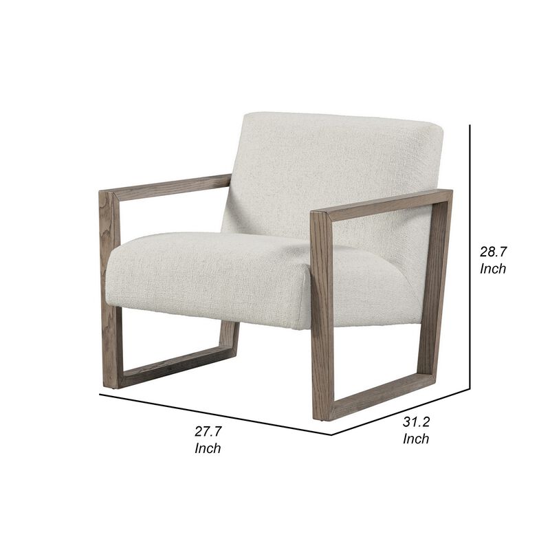 Cvi 31 Inch Armchair, Cushioned Seat, Taupe Framed Legs, Off White Finish - Benzara