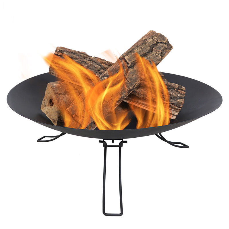 Sunnydaze Classic Ebony Steel Portable Folding Fire Pit - 24 in