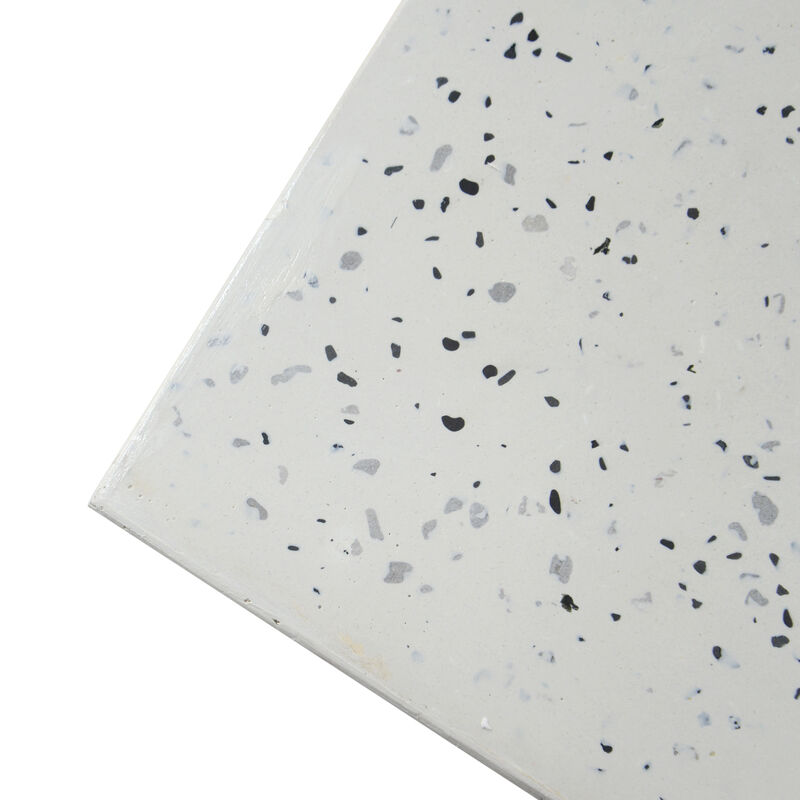 Merax White Terrazzo Finish Prismatic Symmetry Concrete Side Table